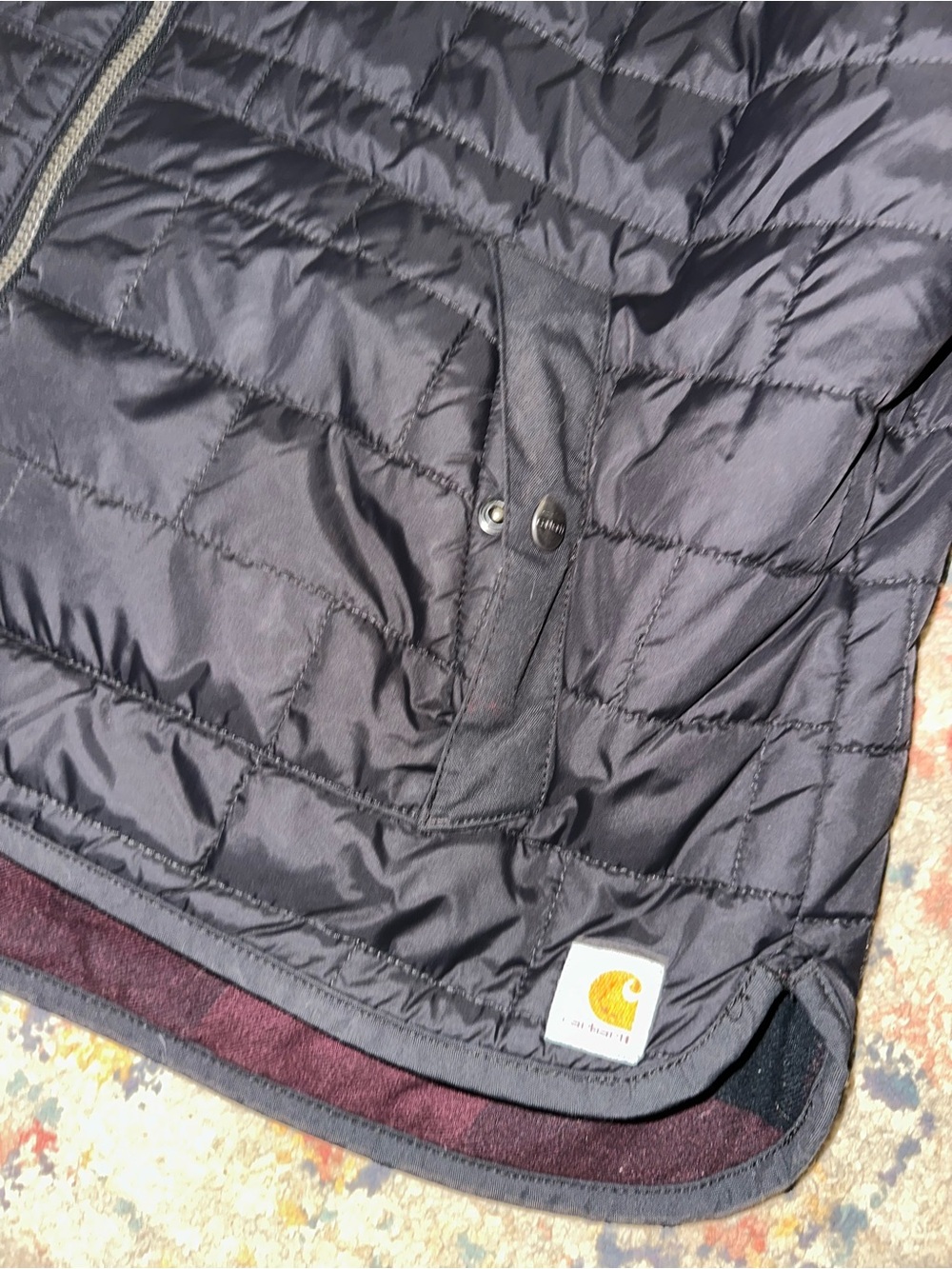 Carhartt Black Quilted Vest with Burgundy Lining Reversible, size XL - Picture 2 of 8